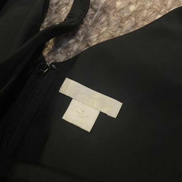 Ann Taylor Black Silk Cinched Waist Pleated Dress - Picture 4 of 6